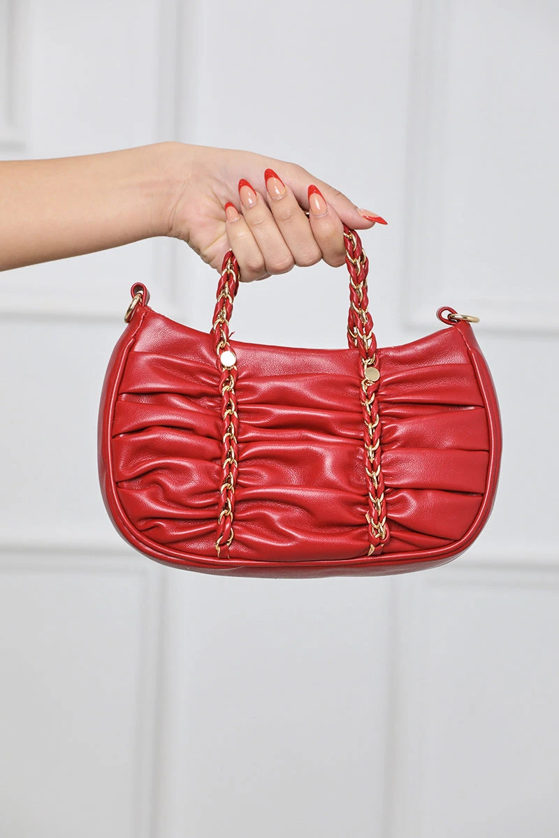 Jo Chain Detailed Shoulder Bag (Red)- FINAL SALE 1 Jo Chain Detailed Shoulder Bag (Red)- FINAL SALE