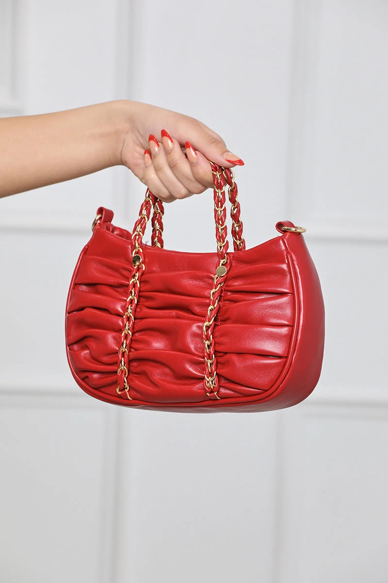 Jo Chain Detailed Shoulder Bag (Red)- FINAL SALE 2 Jo Chain Detailed Shoulder Bag (Red)- FINAL SALE - Image 2