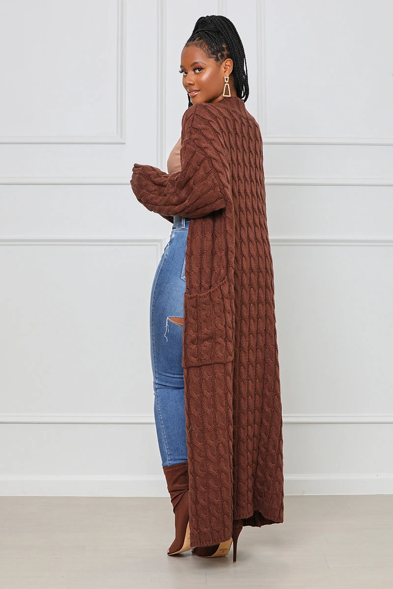 In My Feelings Longline Cardigan (Brown) 4 In My Feelings Longline Cardigan (Brown) - Image 4