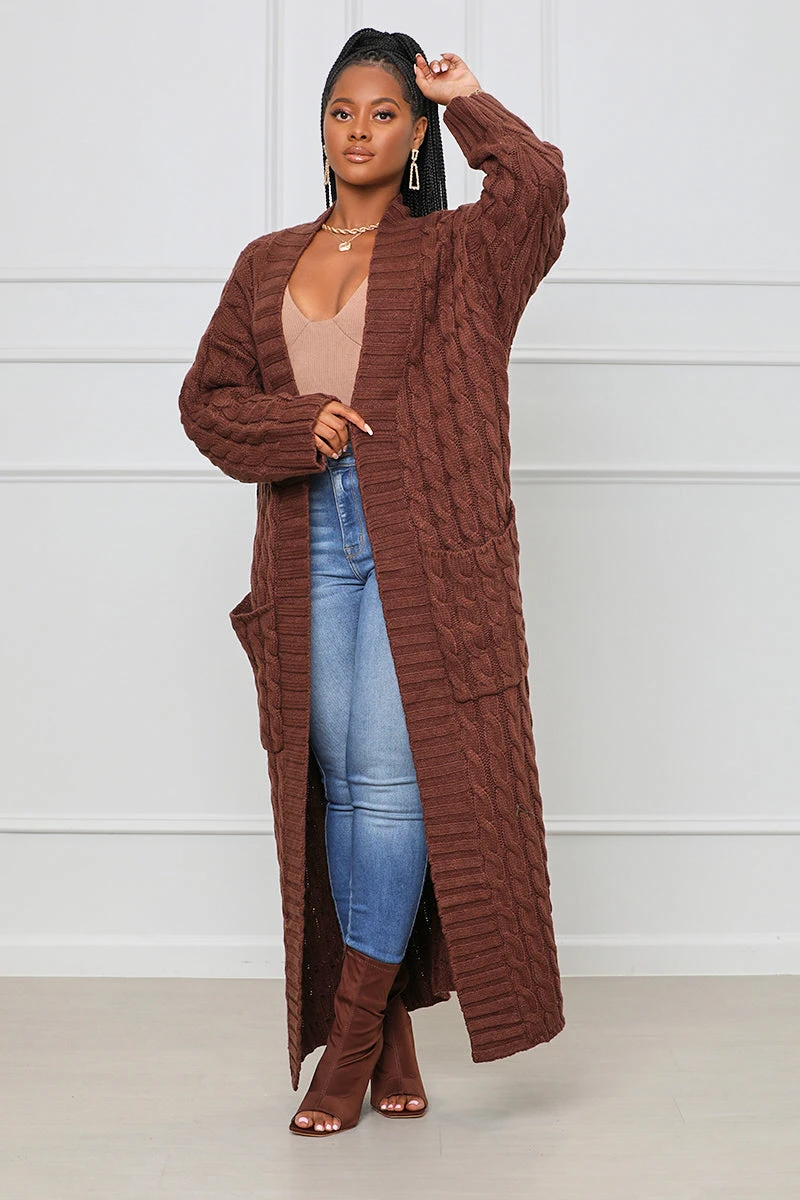 In My Feelings Longline Cardigan (Brown) 5 In My Feelings Longline Cardigan (Brown) - Image 5