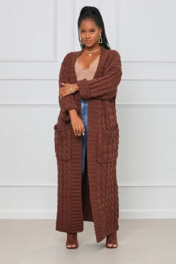 In My Feelings Longline Cardigan (Brown)