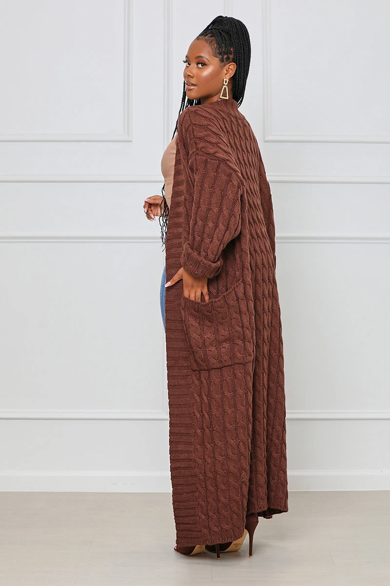 In My Feelings Longline Cardigan (Brown) 2 In My Feelings Longline Cardigan (Brown) - Image 2