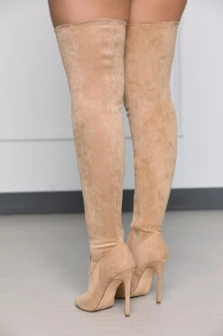 Lori Thigh High Peep Toe Boot (Taupe)- FINAL SALE -Lilly's Kloset IMG 3575