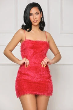 Furry Fun Faux Fur Mini Dress (Pink)- FINAL SALE