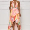 Wanderlust Watercolor Ruffled Maxi Dress (Orange Multi)- FINAL SALE