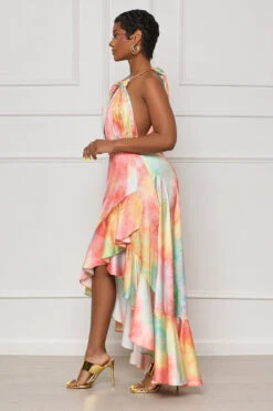 Wanderlust Watercolor Ruffled Maxi Dress (Orange Multi)- FINAL SALE -Lilly's Kloset IMG 3835