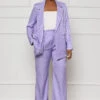 Tiger Print Blazer Pants Set (Lavender)- FINAL SALE