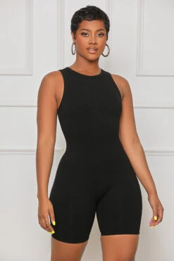 Contour Ribbed Romper (Black)