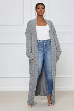In My Feelings Longline Cardigan (Grey)