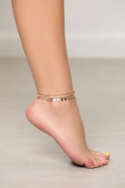 Gold 3 Anklet Set