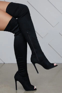 Lori Thigh High Peep Toe Boot (Black)- FINAL SALE -Lilly's Kloset LK 181010 054