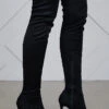 Lori Thigh High Peep Toe Boot (Black)- FINAL SALE