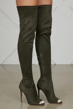 Lori Thigh High Peep Toe Boot (Olive)- FINAL SALE -Lilly's Kloset LK 191105 124