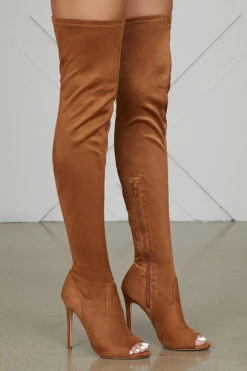 Lori Thigh High Peep Toe Boot (Chestnut)- FINAL SALE -Lilly's Kloset LK 191105 130
