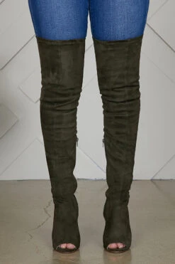 Lori Thigh High Peep Toe Boot (Olive)- FINAL SALE -Lilly's Kloset LK 191105 536