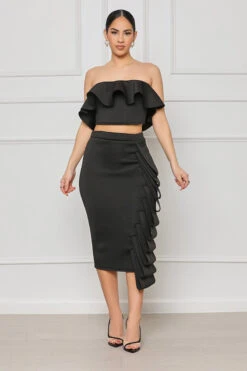 Born Elegant Peplum Skirt Set (Black)- FINAL SALE