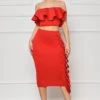 Born Elegant Peplum Skirt Set (Red)- FINAL SALE
