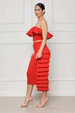 Born Elegant Peplum Skirt Set (Red)- FINAL SALE -Lilly's Kloset lilly1 24 232075