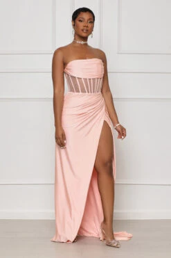 Your Temptation Strapless Maxi Dress (Pink)- FINAL SALE
