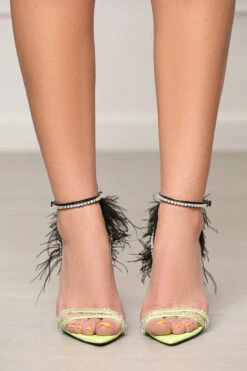 Ella Feather Lace Up Heel (Lime)