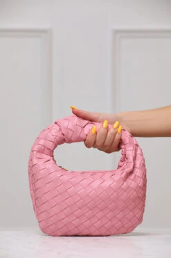 Tracy Faux Leather Woven Purse (Bubblegum)