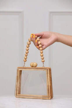 Talula Clear Wooden Purse (Natural)
