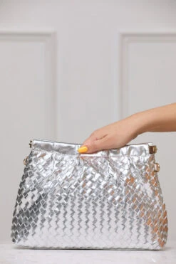 Katana Metallic Woven Purse (Silver)