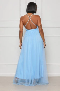 Givin' Glamour Plunge Tulle Dress (Blue)- FINAL SALE -Lilly's Kloset lilly3 22 2320173