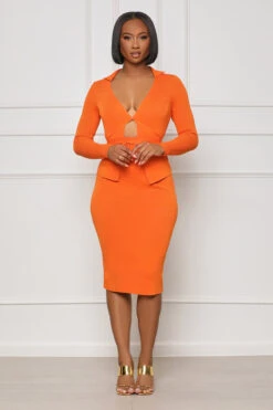 Feeling You Plunge Skirt Set (Orange)- FINAL SALE 5 Feeling You Plunge Skirt Set (Orange)- FINAL SALE -Lilly's Kloset lilly3 22 2320328