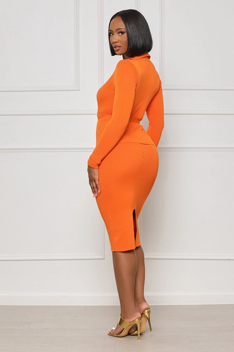 Feeling You Plunge Skirt Set (Orange)- FINAL SALE 4 Feeling You Plunge Skirt Set (Orange)- FINAL SALE - Image 4