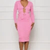 Feeling You Plunge Skirt Set (Pink)- FINAL SALE
