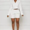 Short And Chic Crop Blazer Short Set (White)- FINAL SALE