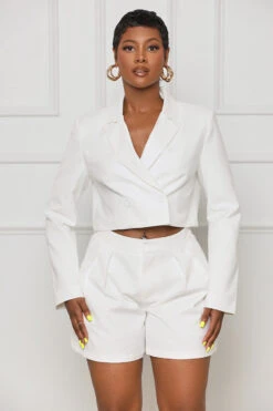 Short And Chic Crop Blazer Short Set (White)- FINAL SALE -Lilly's Kloset lilly3 22 2320849