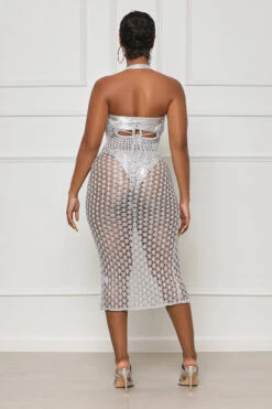 Glimmer Crochet Cover-Up Dress (Silver)- FINAL SALE -Lilly's Kloset lilly3 22 2321846