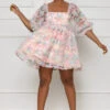 Fancy Floral Mesh Babydoll Dress (Pink Multi)- FINAL SALE