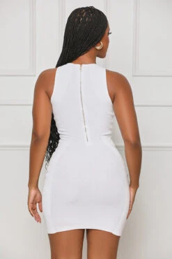 Sophisticated Style Ribbed Dress (White) -Lilly's Kloset lilly4 11 233766