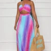Tropical Living Halter Top Maxi Dress (Pink Multi)