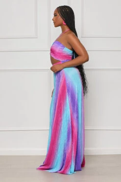 Tropical Living Halter Top Maxi Dress (Pink Multi) -Lilly's Kloset lilly4 11 233974