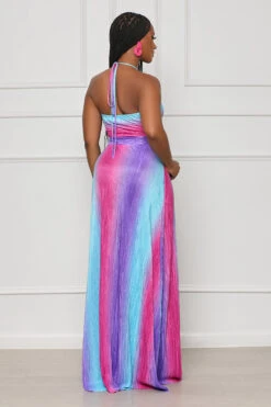 Tropical Living Halter Top Maxi Dress (Pink Multi) -Lilly's Kloset lilly4 11 233983