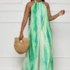 Catching Sunsets Halter Jumpsuit (Green Multi)- FINAL SALE