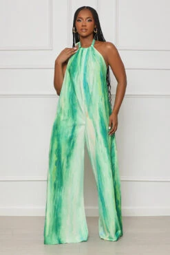 Catching Sunsets Halter Jumpsuit (Green Multi)- FINAL SALE -Lilly's Kloset lilly4 11 234017