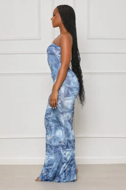 Must Be Denim Tube Maxi Dress (Blue Multi)- FINAL SALE -Lilly's Kloset lilly4 11 234220