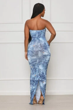Must Be Denim Tube Maxi Dress (Blue Multi)- FINAL SALE -Lilly's Kloset lilly4 11 234228