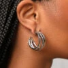 Twisted Silver Half Hoops