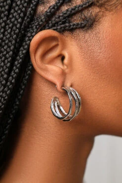 Twisted Silver Half Hoops