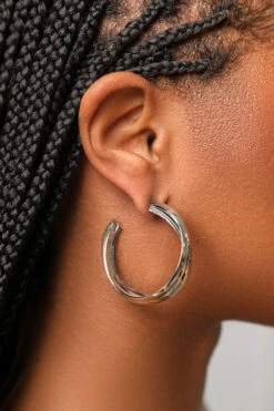 Chunky Silver Tri-Hoop Earrings