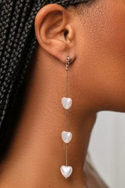 Pearl Heart Drop Earrings