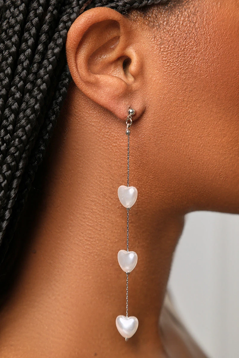 Pearl Heart Drop Earrings 1 Pearl Heart Drop Earrings