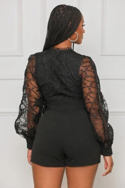 Love In Lace Belted Romper (Black)- FINAL SALE -Lilly's Kloset lilly4 18 235710