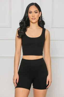 Contour Ribbed Biker Short Set (Black) -Lilly's Kloset lilly4 18 235847